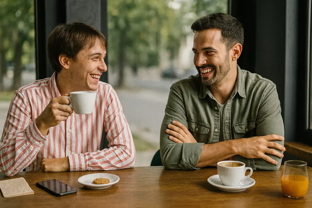 Personas disfrutando café en cafetería 3